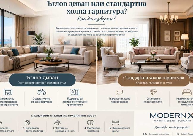 Ъглов диван или стандартна холна гарнитура